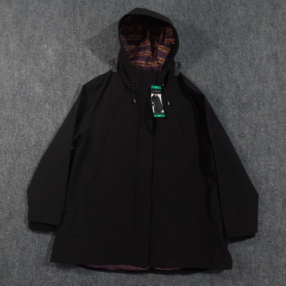 Pendleton Jacket Womens XL Black Hooded‎ Southwestern Lined Parka Coat Winter